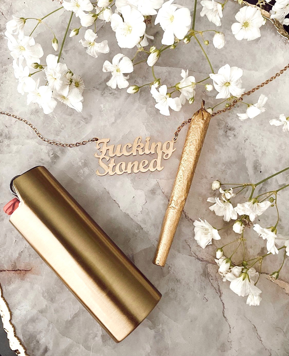 "Fucking Stoned" Gold Necklace